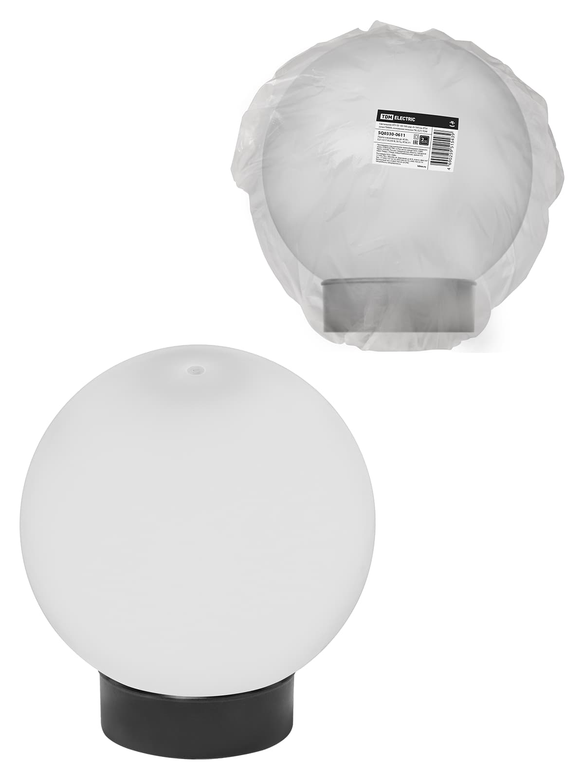 Светильник НТУ 03- 60-160 шар d=160 мм IP54 (опал ПММА, основание плоское ПК, Е27) TDM