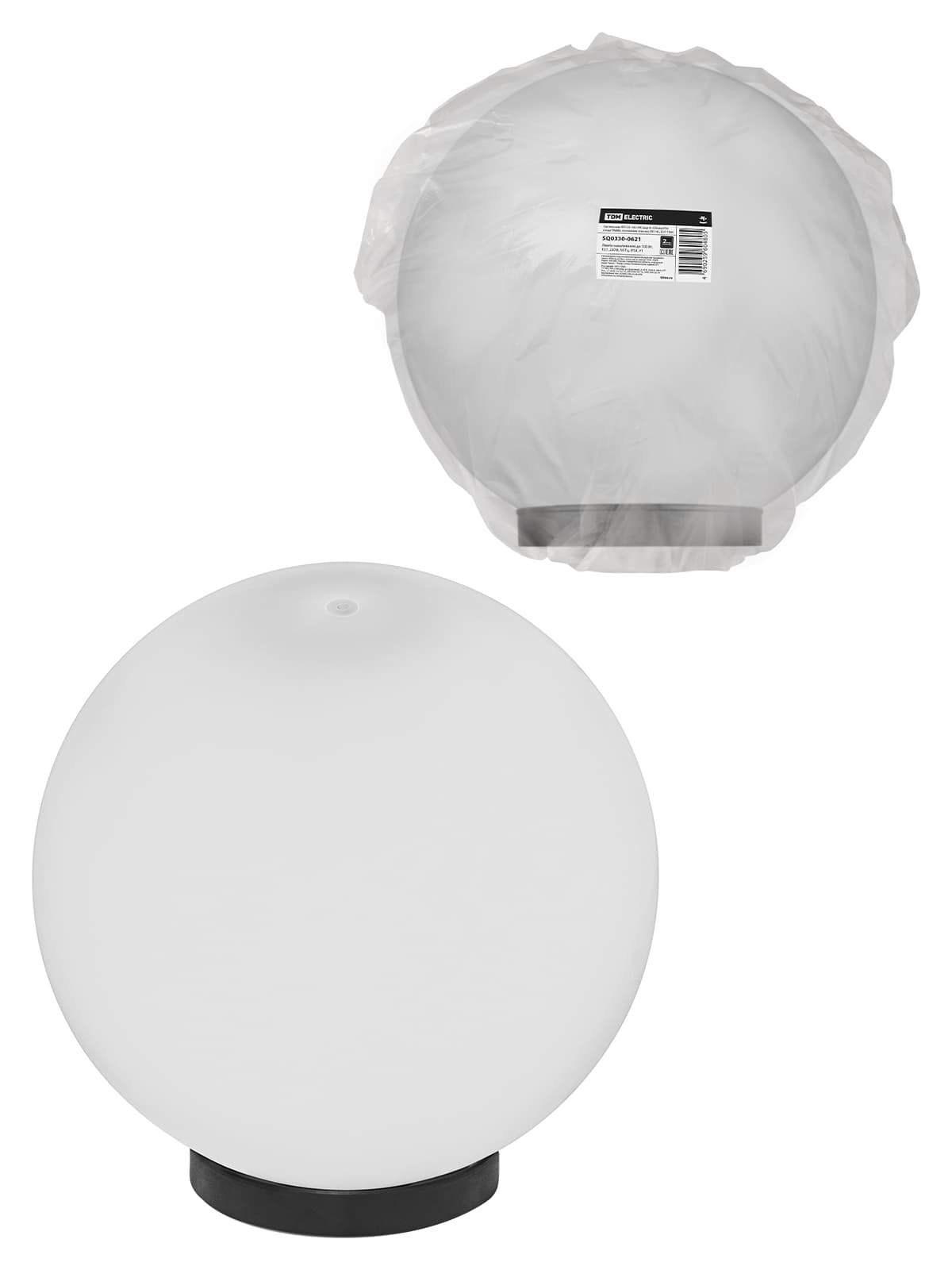 Светильник НТУ 03-100-300 шар d=300 мм IP54 (опал ПММА, основание плоское ПК 145, Е27) TDM