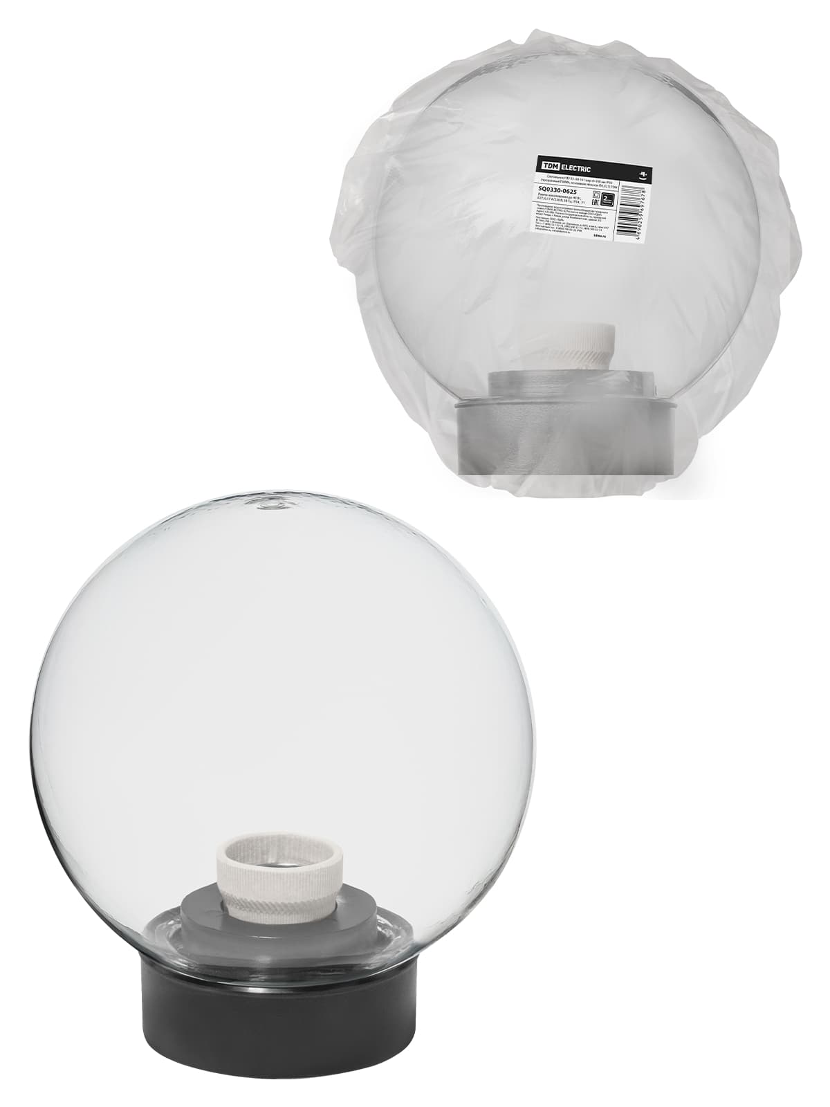 Светильник НТУ 03- 60-161 шар d=160 мм IP54 (прозрачный ПММА, основание плоское ПК, Е27) TDM