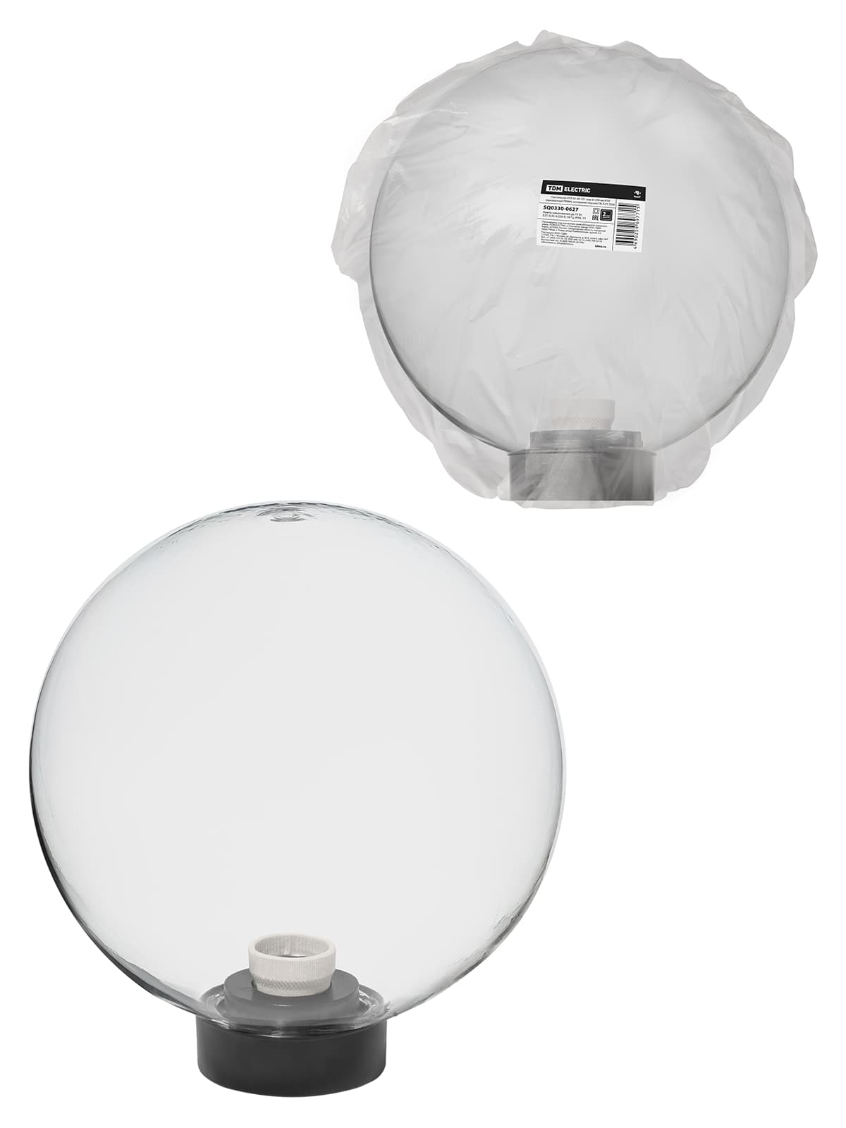 Светильник НТУ 03- 60-251 шар d=250 мм IP54 (прозрачный ПММА, основание плоское ПК, Е27) TDM