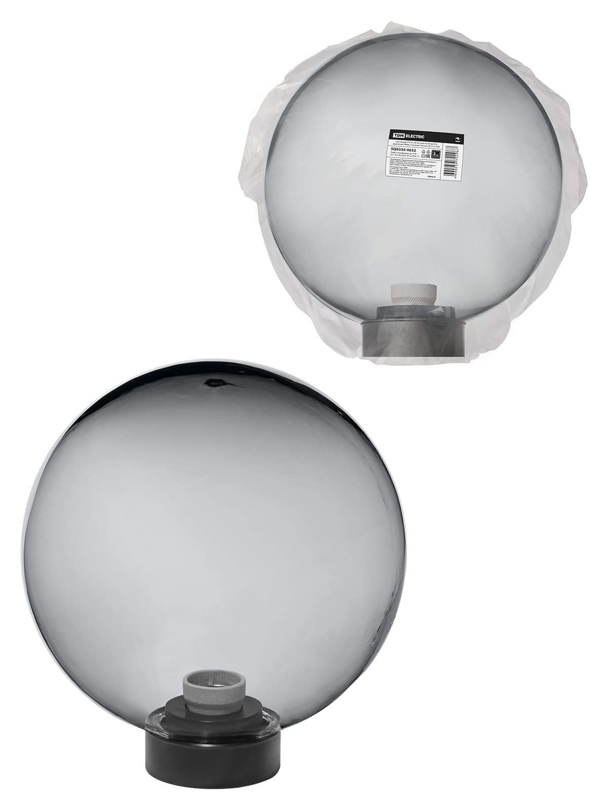 Светильник НТУ 03- 60-252 шар d=250 мм IP54 (дымчатый ПММА, основание плоское ПК, Е27) TDM