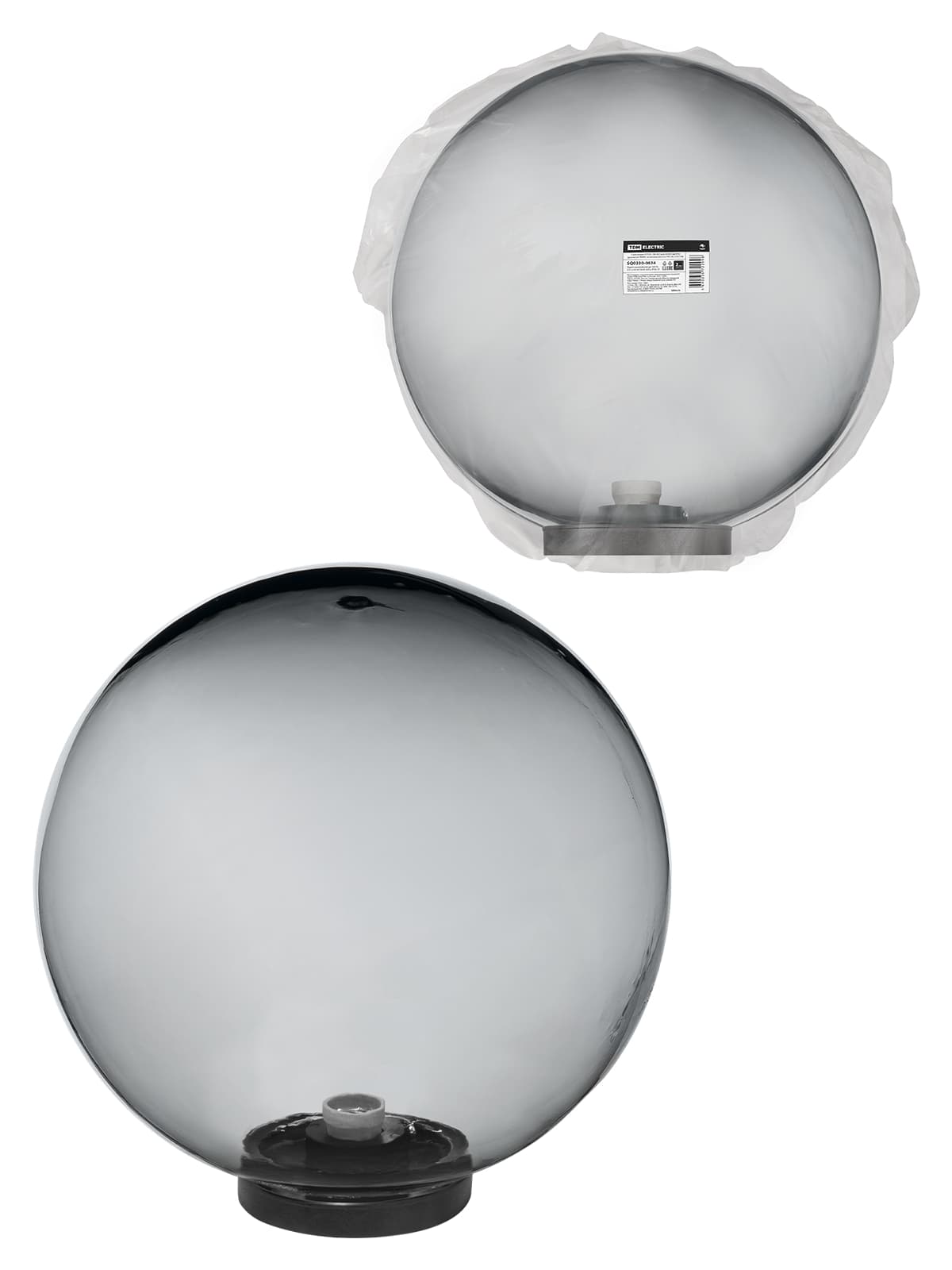 Светильник НТУ 03-100-402 шар d=400 мм IP54 (дымчатый ПММА, основание плоское ПК 145, Е27) TDM