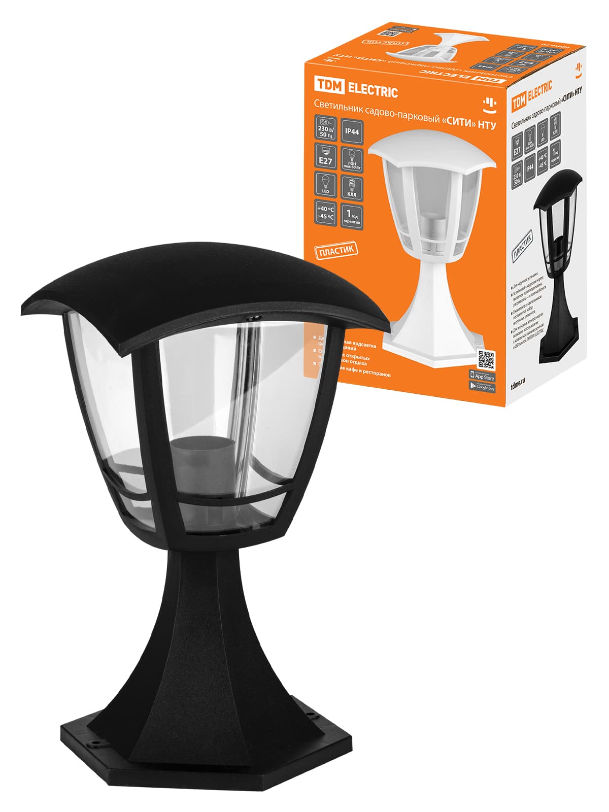 Светильник садово-парковый "СИТИ" НТУ 07-60-001 У1 4-х гранник напольный черный TDM