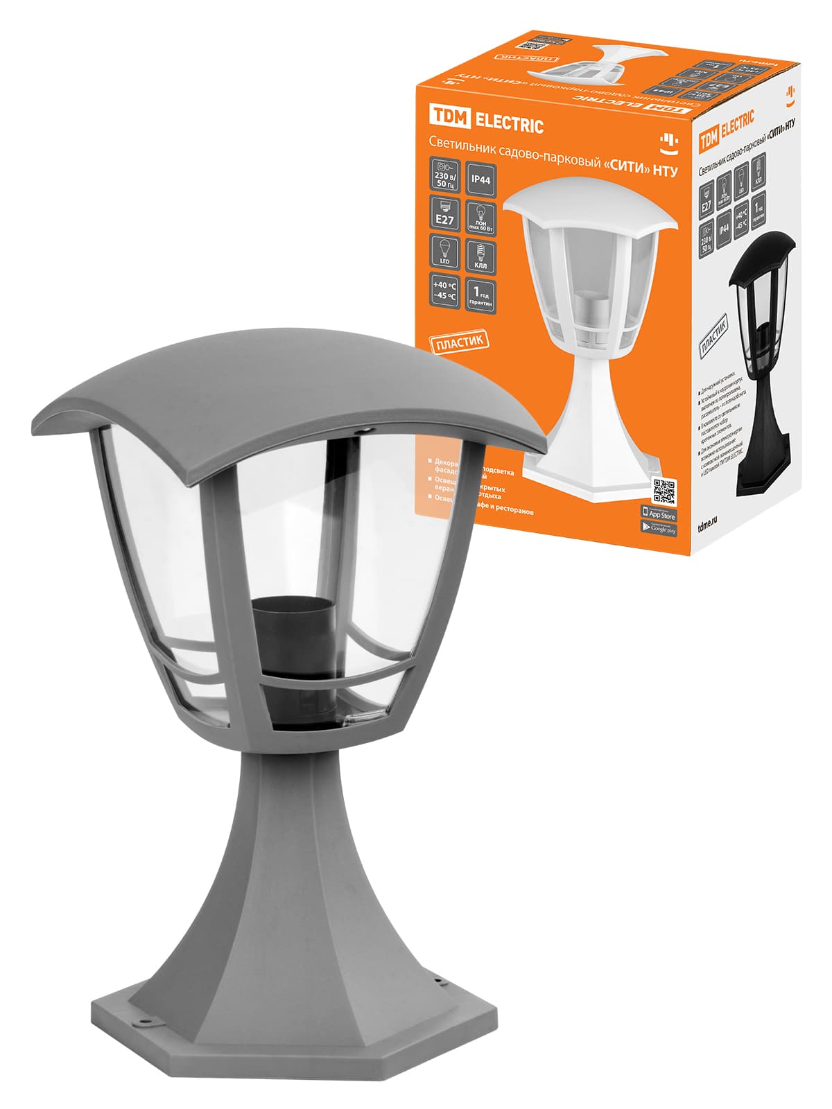 Светильник садово-парковый "СИТИ" НТУ 07-60-001 У1 4-х гранник напольный серый TDM