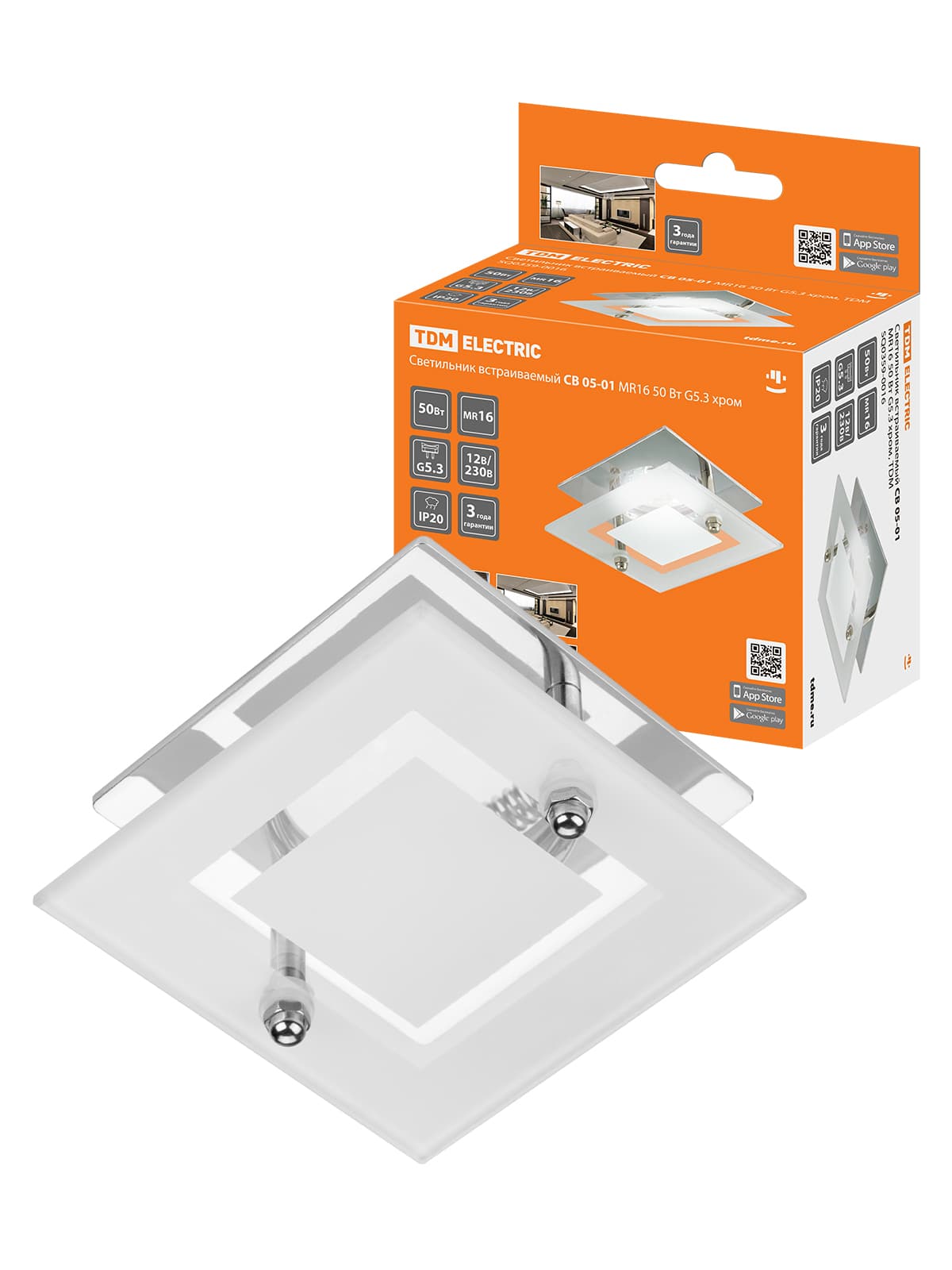 Светильник встраиваемый СВ 05-01 MR16 50Вт G5.3 хром TDM