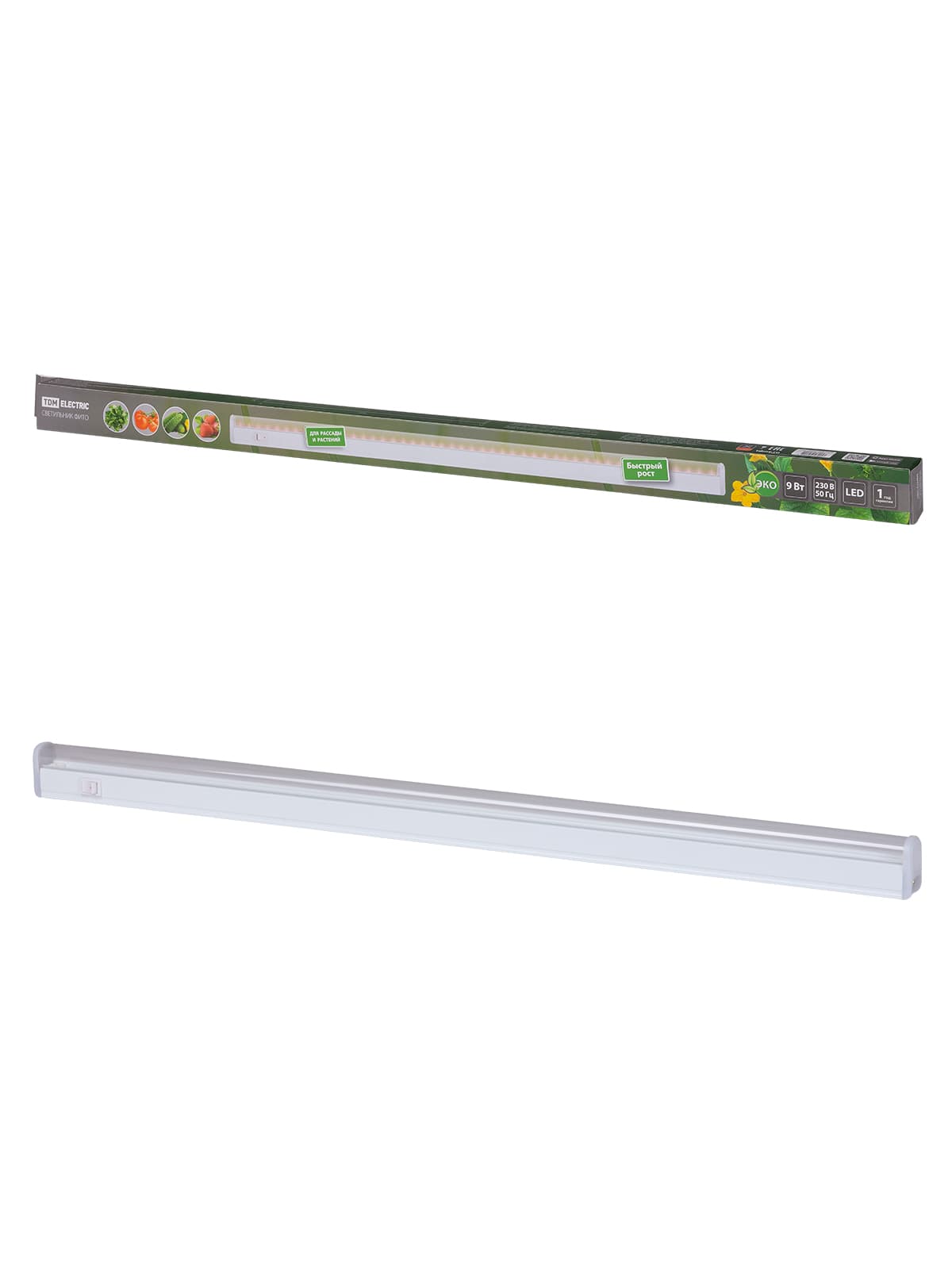 Светильник ФИТО 06-09-001 9 Вт, IP20, l=543 мм, с выкл., TDM