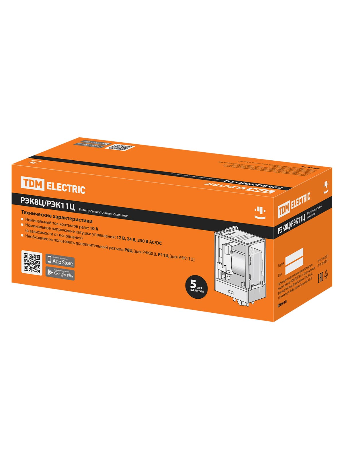 Реле РЭК8Ц/2 10А  12В AC (без разъема Р8Ц арт. SQ1503-0019) TDM