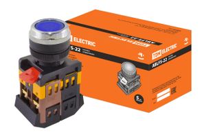 Кнопка ABLFS-22 синий d22мм неон/230В 1з+1р TDM