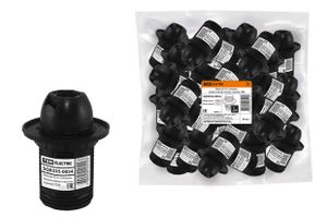 Патрон Е14 с кольцом, термостойкий пластик, черный, TDM