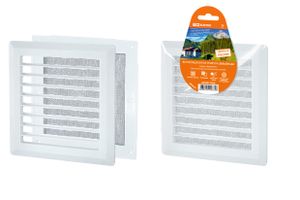 Решетка разъемная с москитной сеткой, прямые жалюзи, белая, 203х203 TDM