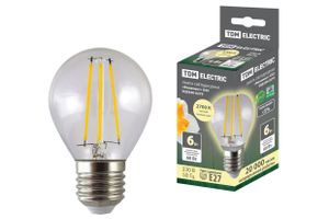 Лампа светодиодная "Филамент" G45-6 Вт-230 В-2700 К–E27 TDM