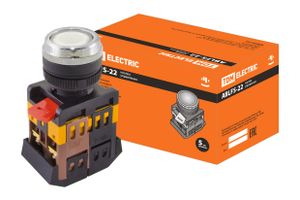 Кнопка ABLFS-22 белый d22мм неон/230В 1з+1р TDM