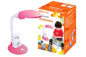 Светильник Мышонок настол/часы 220В, 11Вт, Е27, розовый TDM