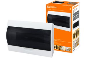 Щит ЩРН-П-15 модулей, навесной, пластик, белый, дымчатая дверца, IP41 TDM