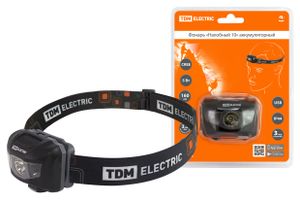 Фонарь «Налобный 10» аккумуляторный, 5 Вт 1 светодиод CREE, Li-Ion 3,7 В 0,6 А*ч, USB, сенсор, TDM