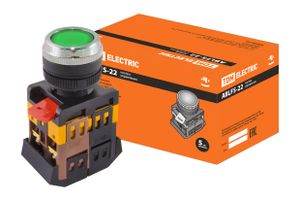 Кнопка ABLFS-22 зеленый d22мм неон/230В 1з+1р TDM