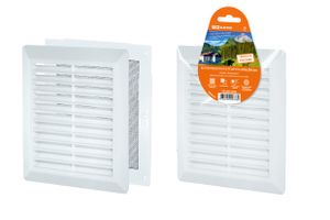 Решетка разъемная с москитной сеткой, наклонные жалюзи, белая, 218х295 TDM