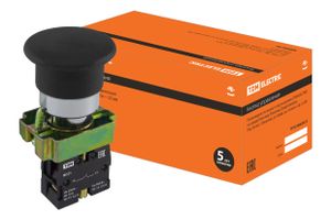Кнопка грибовидная SB2-BС21 с возвратом, 1НО, d22 мм, черная, IP40 TDM
