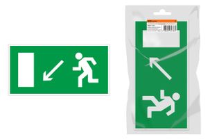 Знак "Направление к эвакуационному выходу налево вниз" 350х124мм для ССА инд. упаковка TDM