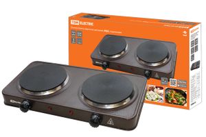 Электроплитка двухконф. ЭПД2 230 В, 2х1 кВт, диск, коричневая, TDM