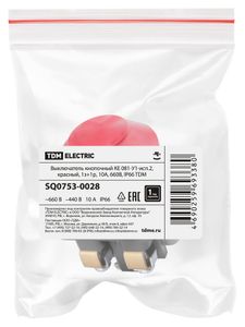 Выключатель кнопочный КЕ 081-У1-исп.2, красный, 1з+1р, 10A, 660B, IP66 TDM