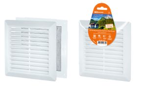 Решетка разъемная с москитной сеткой, наклонные жалюзи, белая, 175х175 TDM