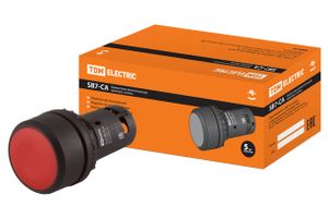 Кнопка SB7-CAL45 с фиксацией, 1НО+1НЗ, d22 мм, красная, IP54 TDM