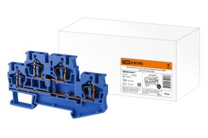 Двухуровневый зажим клеммный безвинтовой (ДЗКБ) 4 мм2 40А синий TDM