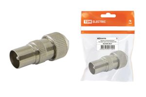 Штекер TV антенный металл без пайки "орех", инд. упаковка TDM