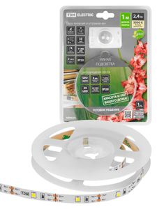 Умная подсветка SMD2835-30LED/m-IP20-5В-2,4Вт-3000К(1 м),датчик движ.и освещ.,акк.Li-Ion 1100мАч TDM
