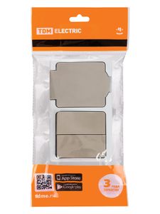 Блок (горизонтальный) выключатель 2-кл. + розетка 2П+З с з/ш БКВР IP54 серый "Вуокса" TDM