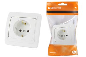 Розетка 2П+З 16А белая "Валдай" TDM