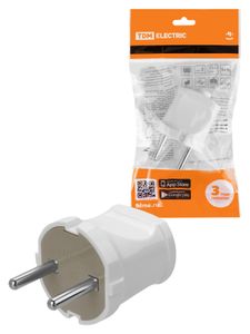 Вилка б/з белая 6А 250В TDM