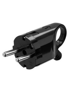 Вилка угловая с ушком с/з черная 16А 250В TDM