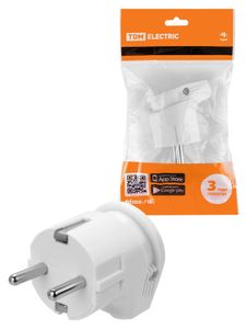 Вилка угловая с/з белая 16А 250В TDM