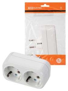 Блок на 2 гнезда 2П+З плоский 16А 250B TDM