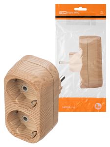 Блок на 2 гнезда 2П+З плоский 16А 250B "Эко" (сосна) TDM