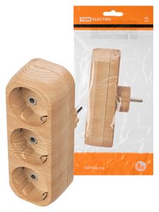 Блок на 3 гнезда 2П+З плоский 16А 250B "Эко" (сосна) TDM