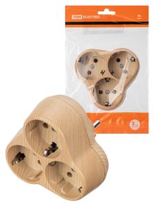 Блок на 3 гнезда 2П+З круглый 16А 250B "Эко" (сосна) TDM