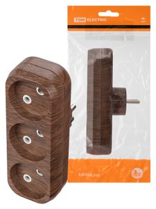 Блок на 3 гнезда 2П б/з плоский 6А 250B "Эко" (бук) TDM