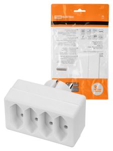 Блок на 4 гнезда 2П 2,5 А 250 B под плоскую вилку белый TDM