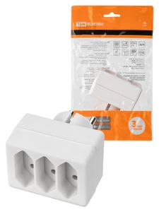 Блок на 3 гнезда 2П 2,5 А 250 B под плоскую вилку белый TDM