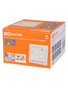 Термостат для теплых полов ТТП 16А 250В с датчиком 3м "Таймыр" белый TDM