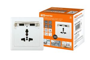 Блок мультифункциональный "Сенеж 1" 2П 10А 250В + 2 USВ-порта для зарядки 5В 2,1А белый TDM