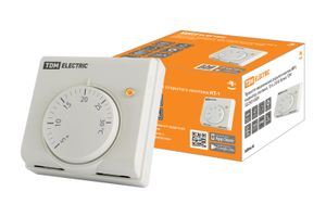 Термостат механический открытого монтажа НТ-1, индикатор, вкл/выкл, 10 А, 230 В, белый, TDM