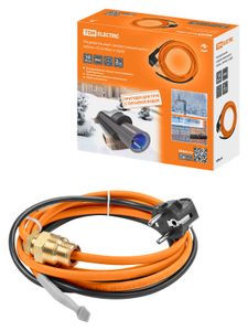 Нагревательный саморегулирующийся кабель "Стоплёд" НСК10-В с вилкой, в трубу (10м/100Вт) TDM