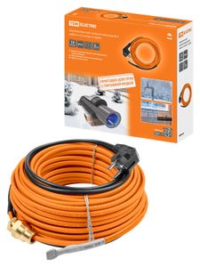 Нагревательный саморегулирующийся кабель "Стоплёд" НСК25-В с вилкой, в трубу (25м/250Вт) TDM