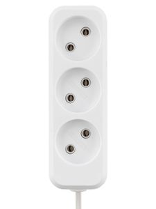 Удлинитель 3 гнезда, 1,5 метра, б/з, 10 А, 2300 Вт, белый, НАРОДНЫЙ У-32015 (Ун 320-0001)