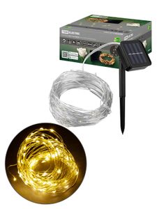 Гирлянда CCГ-112 "Роса" на солнечной батарее, 10 м, 100 LED, теплый белый, IP54, TDM