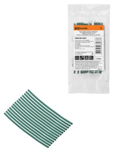 Набор трубок термоусаживаемых, не поддерживающих горение, клеевых, длиной 10 см ТТкНГ(3:1) "Моноцвет, зеленый 1,5/0,6 TDM"